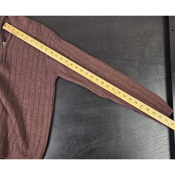 Oscar De La Renta Long Sleeve Quarter Zip Brown Pullover Sweater Men's Medium - Picture 8 of 15